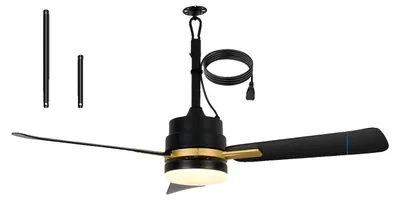 Imagen del producto de Ventilador de techo con luz, control remoto, LED regulable, color negro dorado, 42 pulgadas