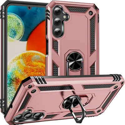 Produktbild von Schutzhülle für Samsung Galaxy A24 4G, Dual Layer Robust Militäre Fallschutz Hülle mit Ringhalterung Ständer Roségold