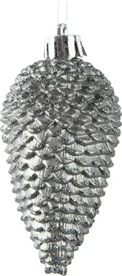 Produktbild von Christbaumschmuck Zapfen 8cm Kunststoff 6 Stück - Zart Grau