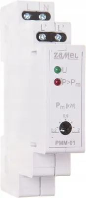 Immagine prodotto di limitatore di assorbimento di potenza a 1 modulo 0,2-2kw 230vac 25a zamel pmm-01