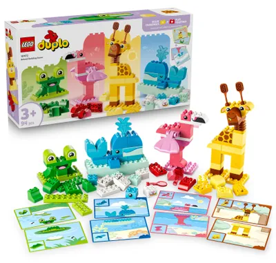Produktbild von LEGO DUPLO Wir Bauen Tiere - Lernspielzeug zum Sortieren von Formen und Farben für Kleinkinder - Montessori Set mit Figuren und Karten - Geburtstagsgeschenk für Mädchen und Jungen ab 3 Jahren - 10472