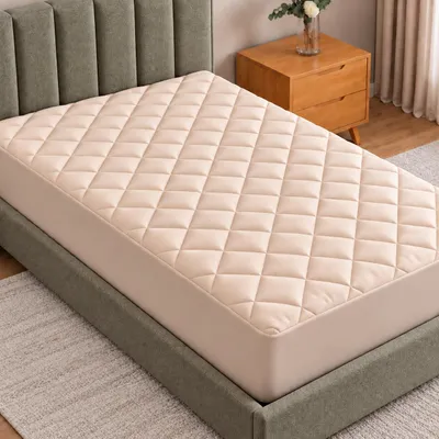 Matrasbeschermer, gewatteerd, beige, 99x190+40 cm, 1 Stück