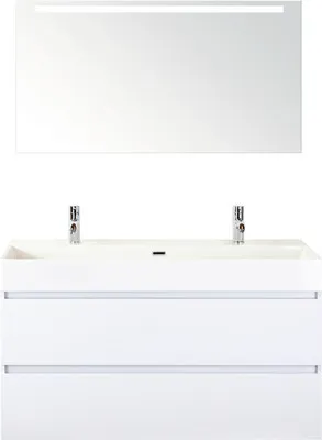Produktbild von Sanox Badmöbel-Set Maxx XL BxHxT 121 x 170 x 45,5 cm Frontfarbe weiß mit Waschtisch Keramik weiß, Waschtischunterschrank