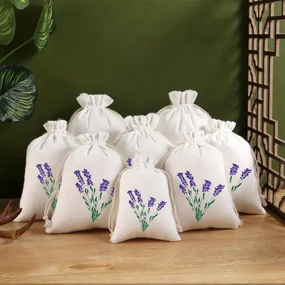 Lavendelsäckchen (12 Stück, leer zum Füllen) - Baumwollsäckchen mit Kordelzug für getrocknete Blumen und Kräuter, perfekter