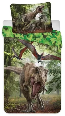 Produktbild von Jurassic World Bettwäsche Grün - 140 x 200 cm - 70 x 90 cm - Polyester