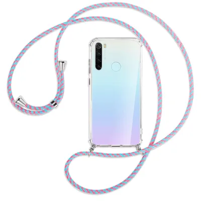 Produktbild von Handykette Backcover-Schutzhülle mit Band (Metall silberfarben) für Xiaomi Redmi Note 8 - pink/mint