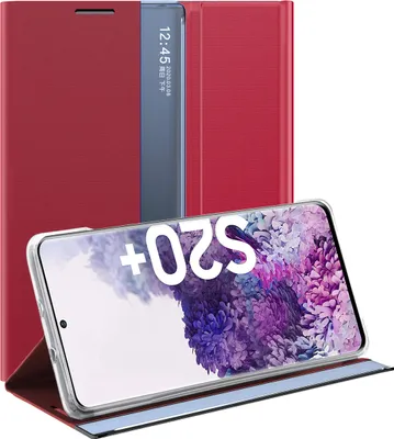 Image de Galaxy S20 Plus Case, Slim Flip Leather Case with Window and Stand for Samsung Galaxy S20 Plus red