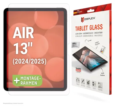 Produktbild von Displex Tablet Glass (9H) für Apple iPad Air 13" (2024/2025), Eco-Montagerahmen L-Form, unzerbrechlich, Klare Bildschirmschutzfolie, 33 cm (13"), 9H, 1 Stück(e)