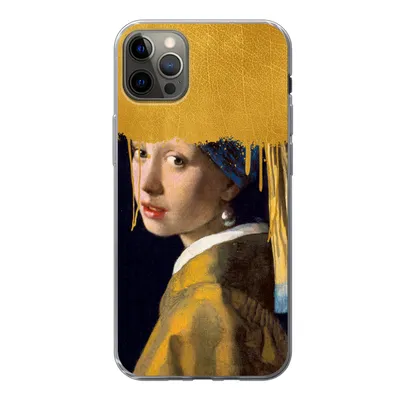 Produktbild von MuchoWow® Handyhülle Schutzhülle Hülle für iPhone 13 Pro Max Mädchen mit einem Perlenohrring - Gold - Vermeer Silikon Softcase Handy Hülle - Mobiltelefon