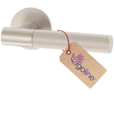 Produktbild von ERGO line Silber Türbeschlag LEA ohne Schlossrosette, Türbeschlag mit gerändeltem Griff; Matt Vernickelt, Türgriff; Türklinke; Türdrücker
