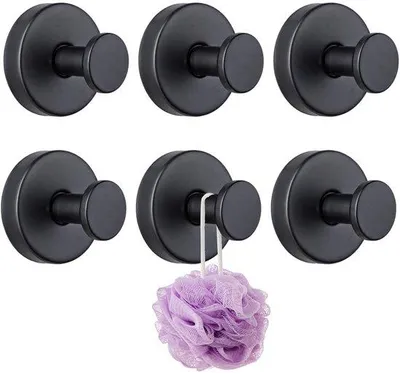 Immagine prodotto di Uniqoos® Set da 6 ganci adesivi, capacità di carico fino a 5 kg, impermeabili e riutilizzabili, ideali per cucina, bagno e ufficio