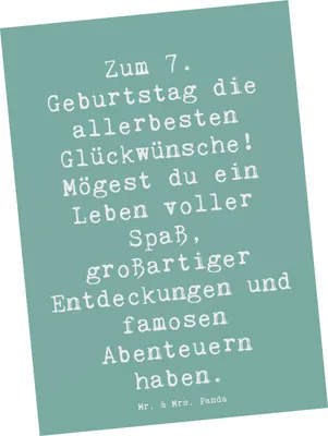 Produktbild von Mr. & Mrs. Panda Postkarte Spruch 7. Geburtstag - Meeresbrise - Geschenk, Wünsche, Grußkarte, Ansichtskarten, Happy Birthday, Glückwunsch, liebe Geburtstagsnachricht