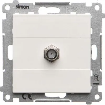 Obrázok produktu pre Biela anténa typu F s jednou zásuvkou Simon 55 TASF1.01/111