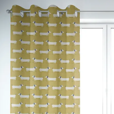 Produktbild von SCHÖNER LEBEN. Vorhang Fryett`s Dackel Dachshund senf gelb 245cm Aufhängung Ösen