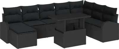Produktbild von vidaXL Gartensofa-set 9 stk. Schwarz Poly-Rattan