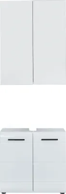 Produktbild von trendteam Bad 2-teilige Kombination Skin/Gloss/Line Weiß Nachbildung/Weiß Hochglanz Tiefzieh 60 x 182 x 31 cm