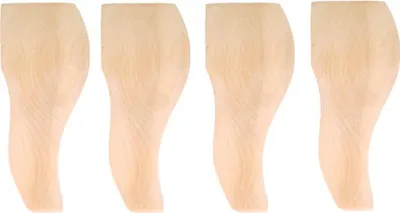 Four wooden furniture legs are arranged side-by-side against a white background.