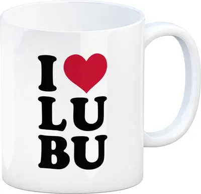 Produktbild von Ludwigsburg Kaffeebecher weiss mit Text I love LUBU