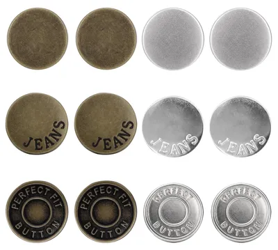 12 Jeansknöpfe, verstellbare Taillenclips, Metall, Kupfer/Silber