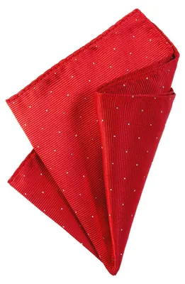 Produktbild von DonDon Herren Hanky 25 x 25 cm edles Einstecktuch für feierliche und besondere Anlässe rot mit silbernen Punkten