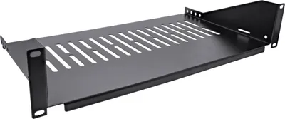 Produktbild von InLine 19" Fachboden, 250mm, 20kg, 2HE, RAL 9005 schwarz, Regalboden, SPCC, Stahl, Schwarz, 1,25 kg
