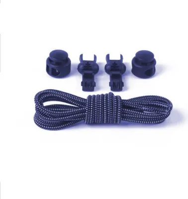Produktbild von Elastische Schnürsenkel mit Schnellverschluss Schnellschnürsystem Schuhe Rund, Dunkelblau