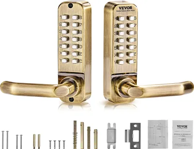 Produktbild von VEVOR mechanisches schlüsselloses Türschloss mit doppelseitiger Tastatur (14 Tasten), schlüsselloses Türschloss mit Griff, Codeschloss für Haus Büro Außenzaun Hof (35-65 mm dicke Tür)