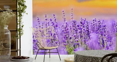 Immagine prodotto di Carta da parati in tessuto non tessuto murale bella lavanda fiori natura 180 cm (L) x 120 cm (H) murale decorazione murale