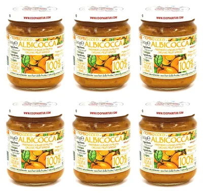 Produktbild von Agritur -  Aprikosenkompott 100 Prozent Frucht ohne Zuckerzusatz - Glas 210 g - Vorteilspack 6er Set