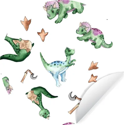 Produktbild von MuchoWow® Runde Wandtattoo - Wandsticker Tapete Aufkleber Kinderzimmer - Dinosaurier - Fußabdruck - Jungen - Mädchen - Kinder - Kind Ø 50 cm Selbstklebend und Repositionierbar - Wandaufkleber - Kreis - Wand Kreis - Wand Bild - Foto Tapete - Selbstklebende - Wohnzimmerdekoration - Wand Dekoration - Kinderzimmer