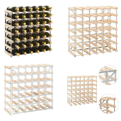 Zdjęcie produktu dla vidaXL Stojak na wino na 42 butelki z litego drewna sosnowego - Stojak na wino - Stojaki na wino - Stojak na butelki - Stojaki na butelki
