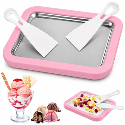 Imagen del producto de Máquina para hacer helado enrollado, portátil, de color rosa, kit para hacer en casa