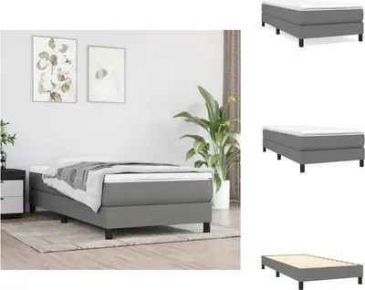 Produktbild von vidaXL Boxspringbett mit Matratze Dunkelgrau 90x200 cm Stoff - Betten & Bettgestelle