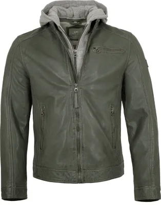 Produktbild von Gipsy - Herren Lederjacke Kapuze Lammnappa dusty green : XXL