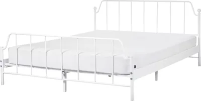 Zdjęcie produktu dla BELIANI Łóżko ze stelażem białe metalowe 160 x 200 cm nowoczesny design minimalistyczne do sypialni