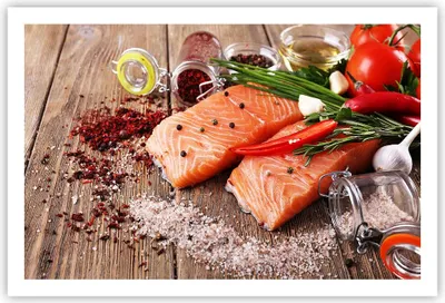 Produktbild von Poster - Poster ohne Rahmen - Lachs Fisch Essen Küche - 91,5x61 cm - Wand Bild - Wanddeko - Wandbilder - Kunstposter - Wandposter - Bilder - Kunstdruck - Wanddekoration - Wandbild - P2XAA91x61-2822