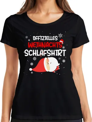 Produktbild von Offizielles Weihnachts-Schlafshirt Weihnachtsmann Santa - Weihnachten Xmas Christmas Damen T-Shirt, Schwarz, XXL