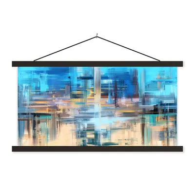 Produktbild von MuchoWow® Textilposter Ölfarbe - Abstrakt - Malerei 150x75 cm mit schwarzem Rahmen - Posterleiste