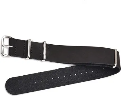 Immagine prodotto di INF Cinturino per orologio in pelle nera con fibbia argentata 24 mm