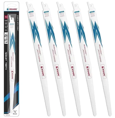 Obrázek produktu pro Sada pilových listů do přímočaré pily pro dřevo a ocel, 300 mm, 10/14 TPI, bi-metalové, s obsahem kobaltu, 5 kusů