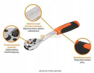Imagen del producto de Llave de trinquete de 1/4 de pulgada con 72 dientes