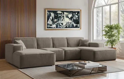 Produktbild von Kaiser Möbel Sofa U-Form Siena, U-förmiges Ecksofa, Stoff Salvador Dunkelbeige