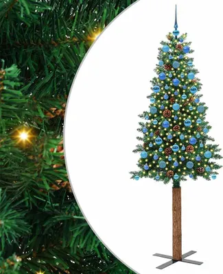 Obrázok produktu pre Úzky vianočný stromček s 300 LED-i so stojanom Zelená 210 cm