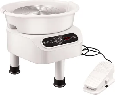 Obrázek produktu pro Hrnčířský kruh 11 palců Keramický kruh Nožní pedál Dotykový displej 450 W 3 nohy Bílá barva