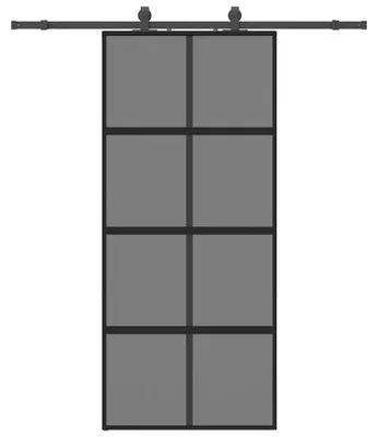 Imagen del producto de vidaXL Puerta corredera con herrajes, color negro, 90x205 cm, vidrio templado