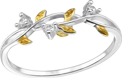 Produktbild von Blätter Ring Silber Gold mit Steinen 57 (18.1 mm Ø)