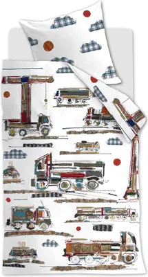 Produktbild von Hannekejag Renforcé-Bettwäsche-Garnitur Counting Cars Farbe Multi Größe 135x200+80x80