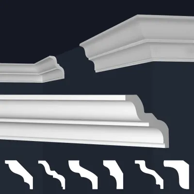Zdjęcie produktu dla MARBET DESIGN: Listwy sufitowe XPS, styropian, białe, 2 metry. Listwy sufitowe, listwy ścienne, listwy maskujące kabli. Modele