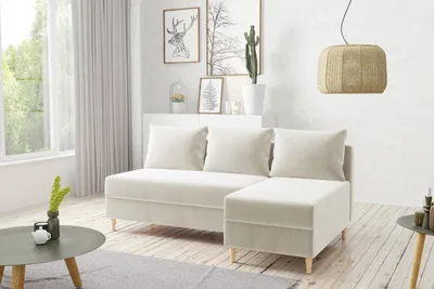 Productafbeelding van AX LIVING Hoekbank Klein Modern Farring, 204 cm, crème kleur – Stijlvol en functioneel