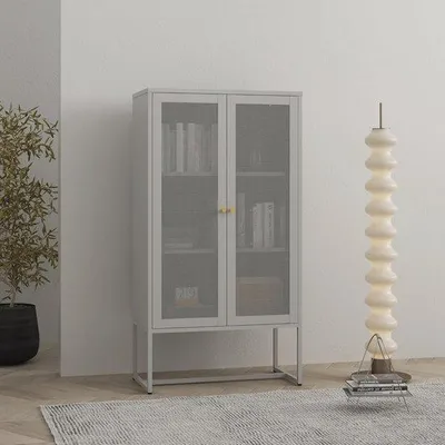 Zdjęcie produktu dla Metalowa szafka biurkowa z 2 drzwiami – 150 x 80 x 40 cm – wielofunkcyjna szafka biurowa w kolorze szarym